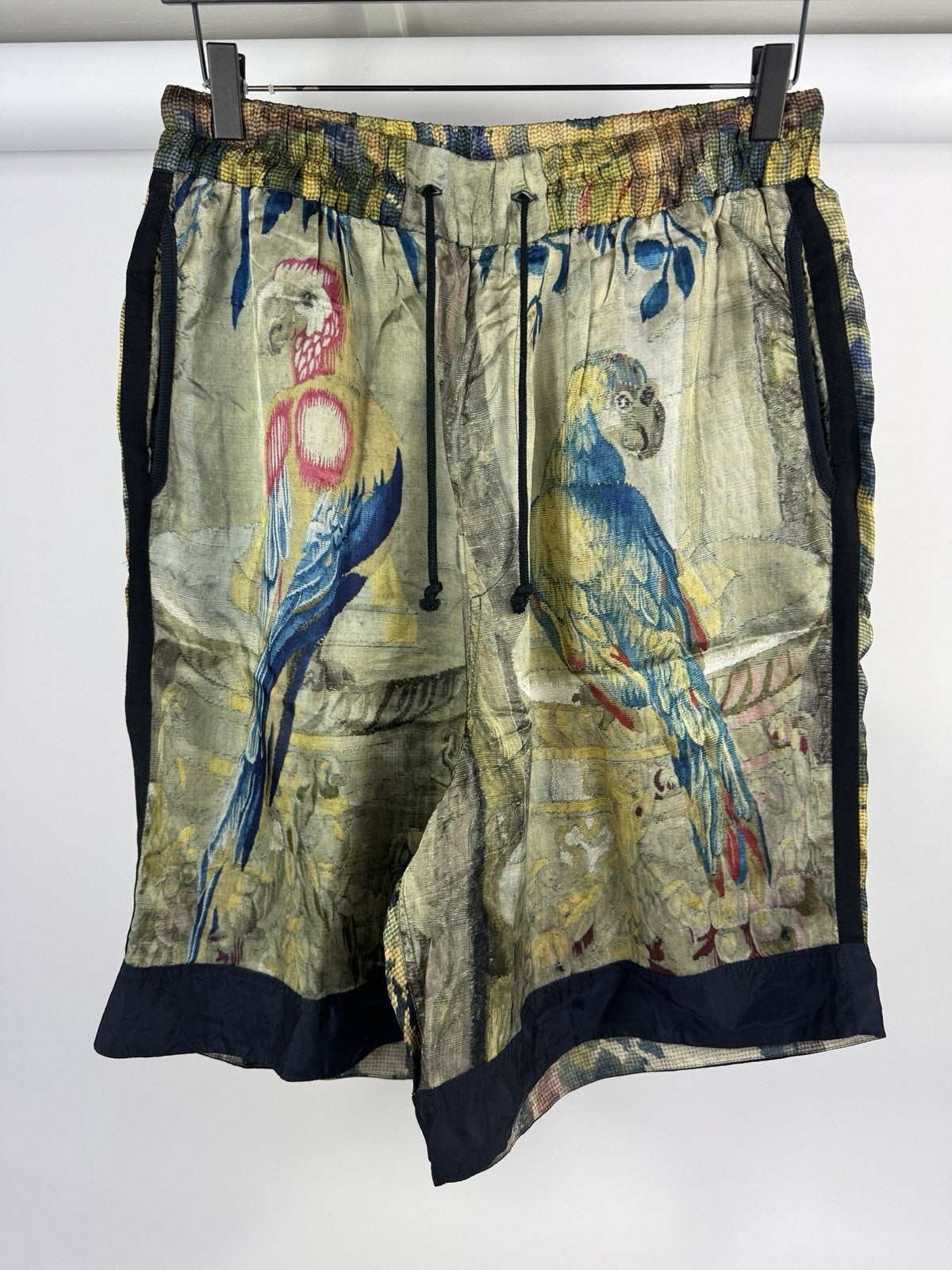 Dries Van Noten Parrot Print Satin Shorts, photo 3
