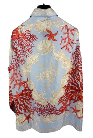 Versace Seascape Print Silk Shirt، الصورة 1