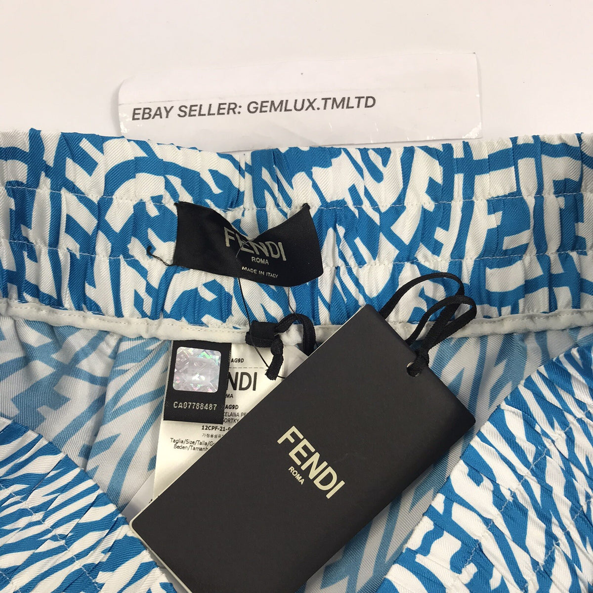 Fendi FF Vertigo Print Blue Bermuda Shorts, photo 6