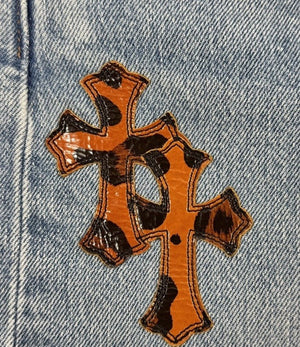 Chrome Hearts Leopard Cross Patch Denim Jeans، الصورة 3