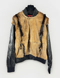 424 City Striped Goat Hair and Leather Bomber Jacket, photo 2