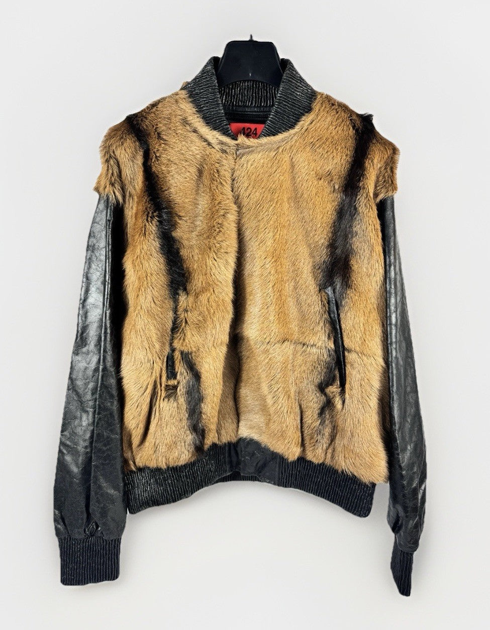 424 City Striped Goat Hair and Leather Bomber Jacket, photo 2