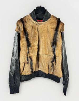 424 City Striped Goat Hair and Leather Bomber Jacket, photo 2