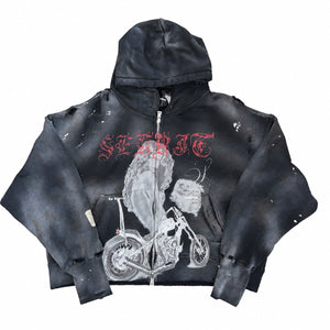 The Sekrit Saint Chopper Girl Paint-Splattered Distressed Hoodie（写真2）