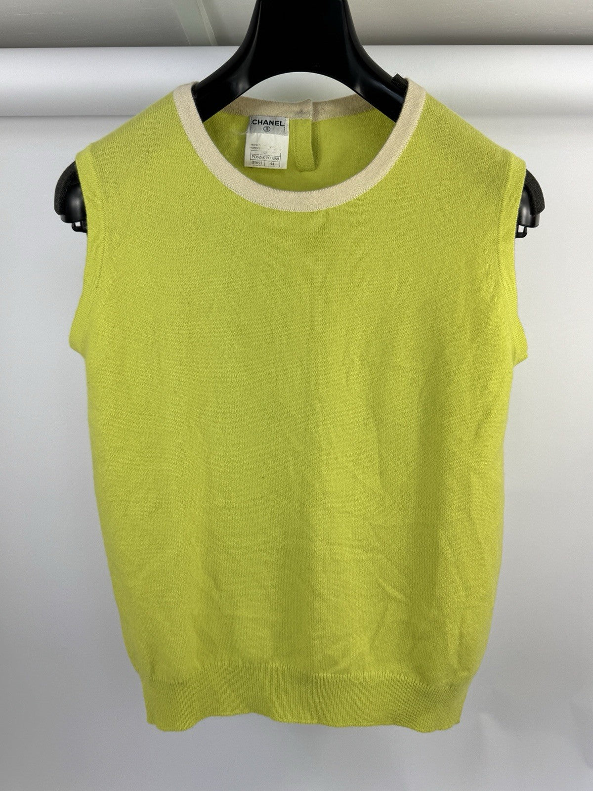 Chanel 1996 Lime Green Cashmere Knit Tank Top Sweater, photo 3