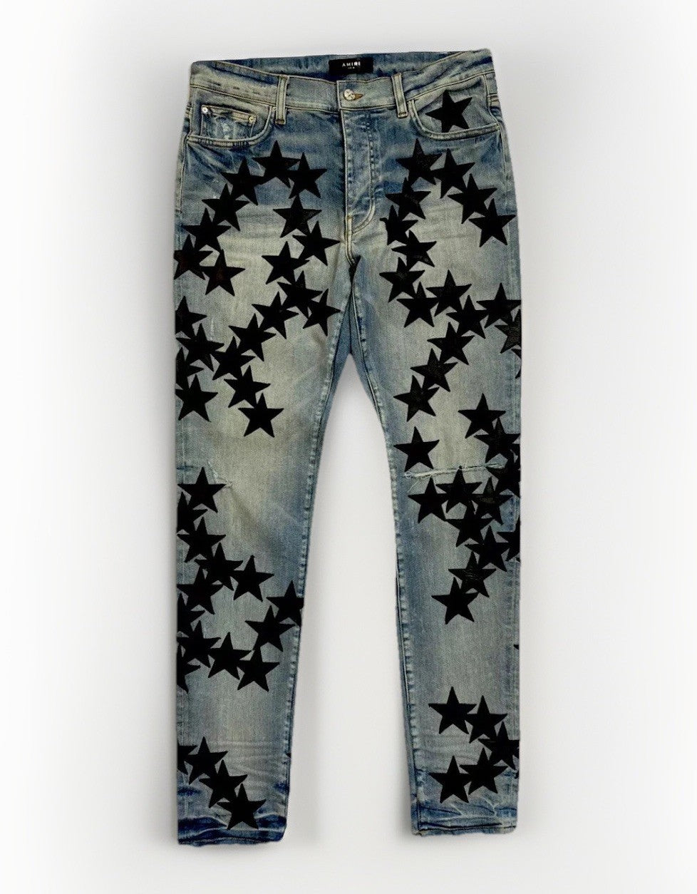 Amiri x Chemist Star Leather Appliquéd Blue Jeans, photo 2