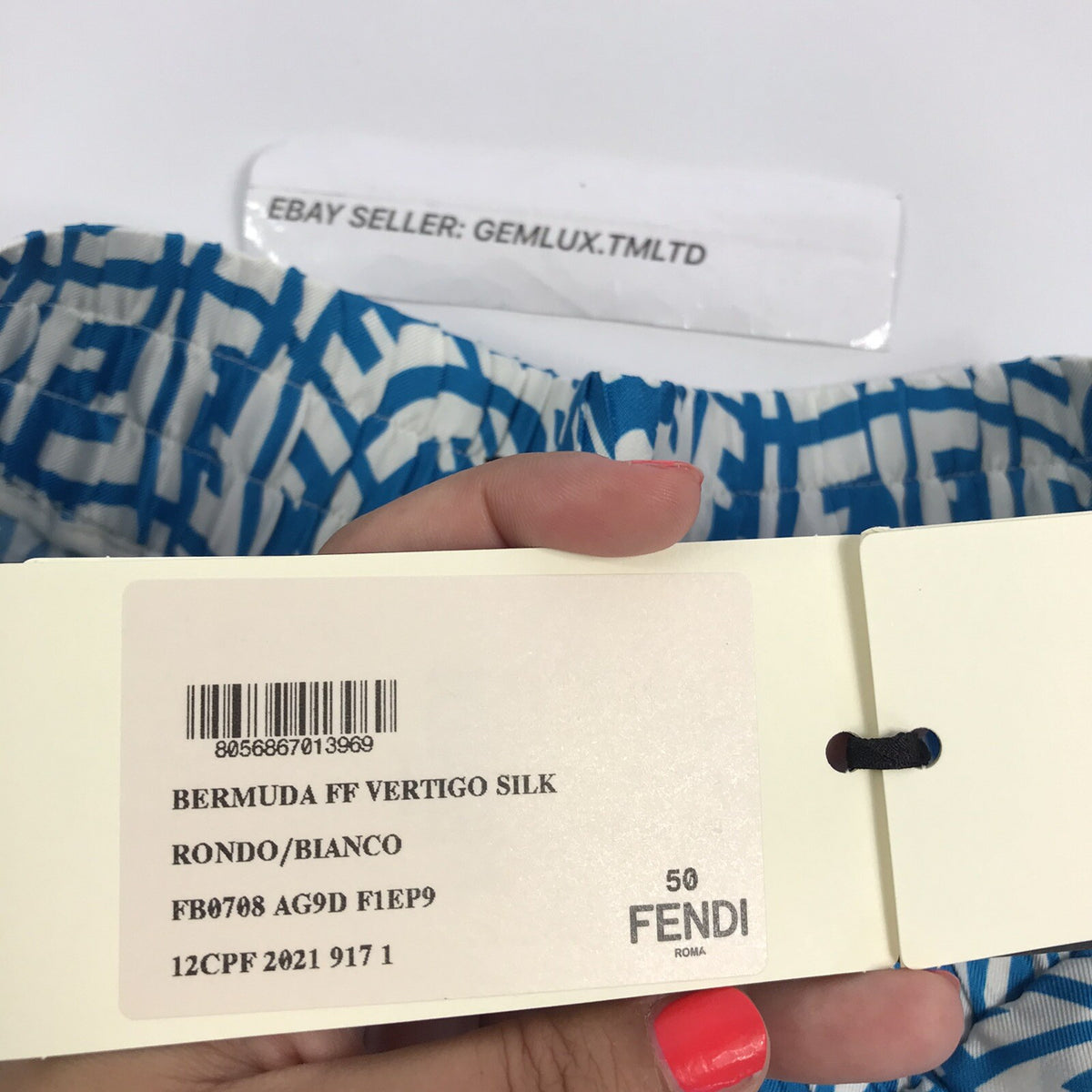 Fendi FF Vertigo Print Blue Bermuda Shorts, photo 7