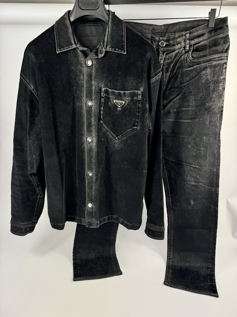 Prada Triangle Logo Velvet Shirt & Trousers, photo 2