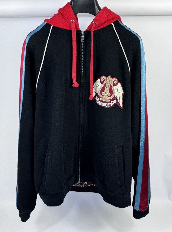Gucci Band Patch Work Satin Stripe Zip Up Hoodie, photo 3