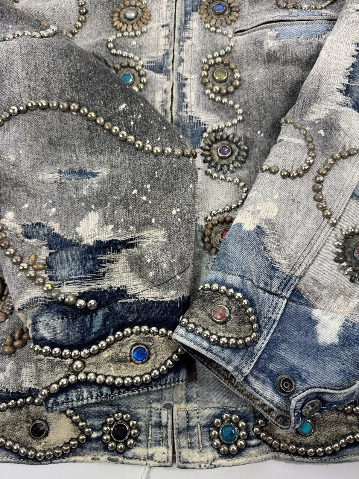 Proleta Re Art Embellished Leather Detail Handmade 1 of 1 Denim Jacket, photo 11