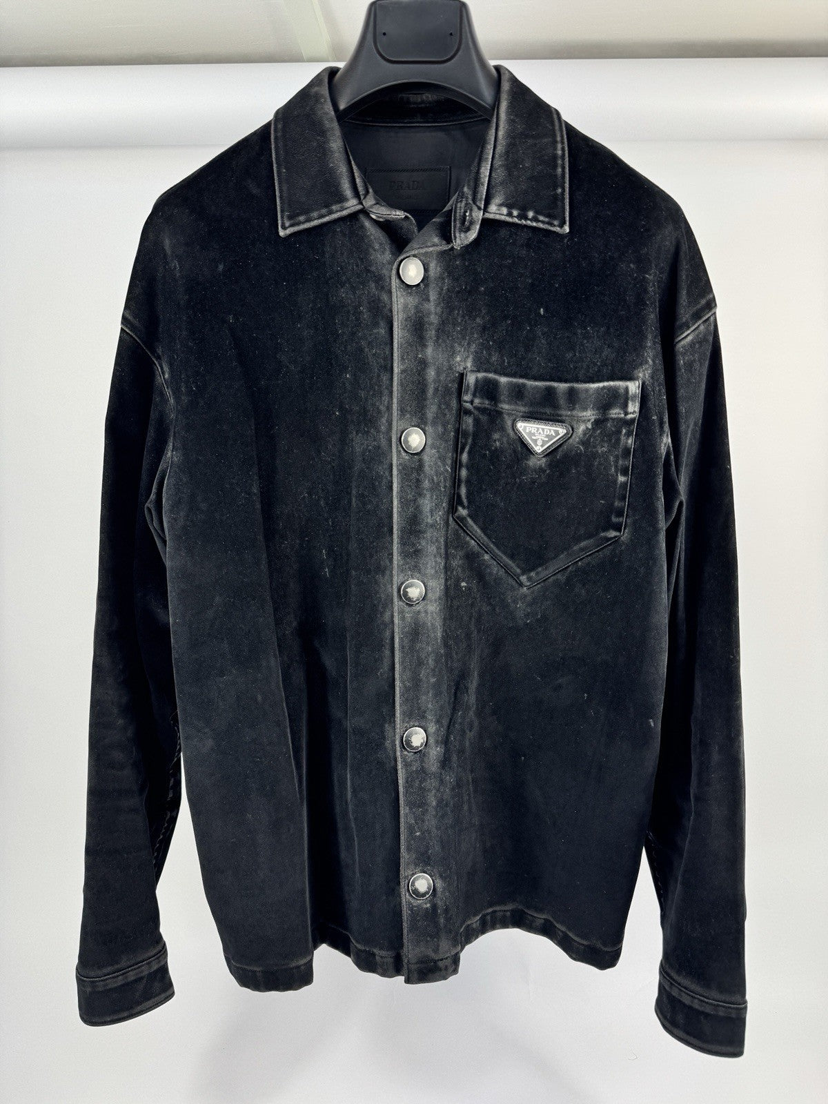 Prada Triangle Logo Velvet Shirt & Trousers, photo 3