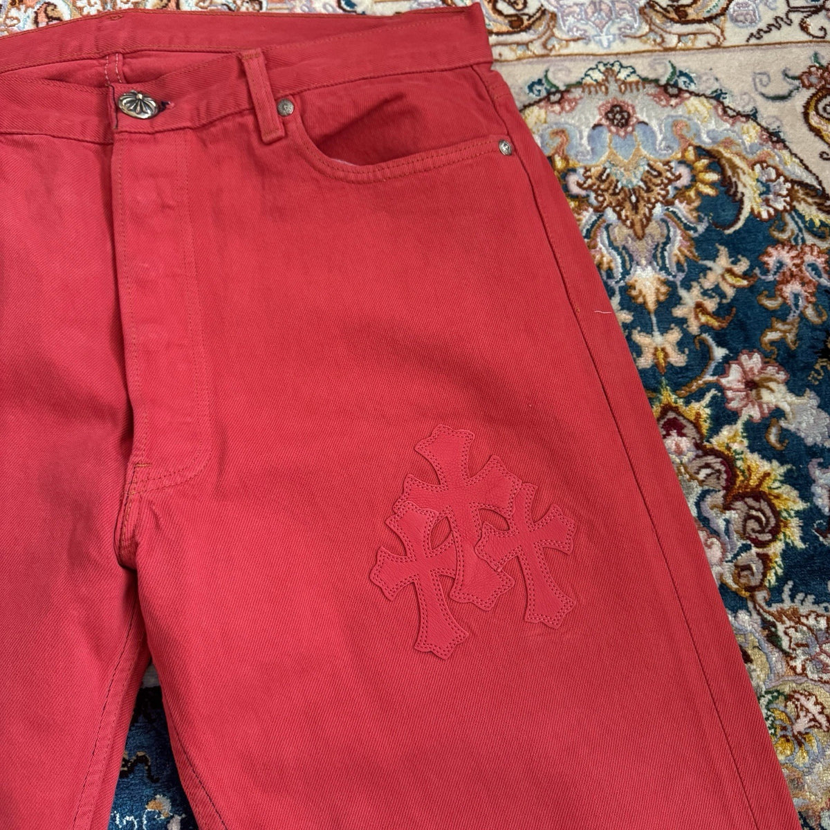 Chrome Hearts Leather Cross Patch Jeans, photo 3