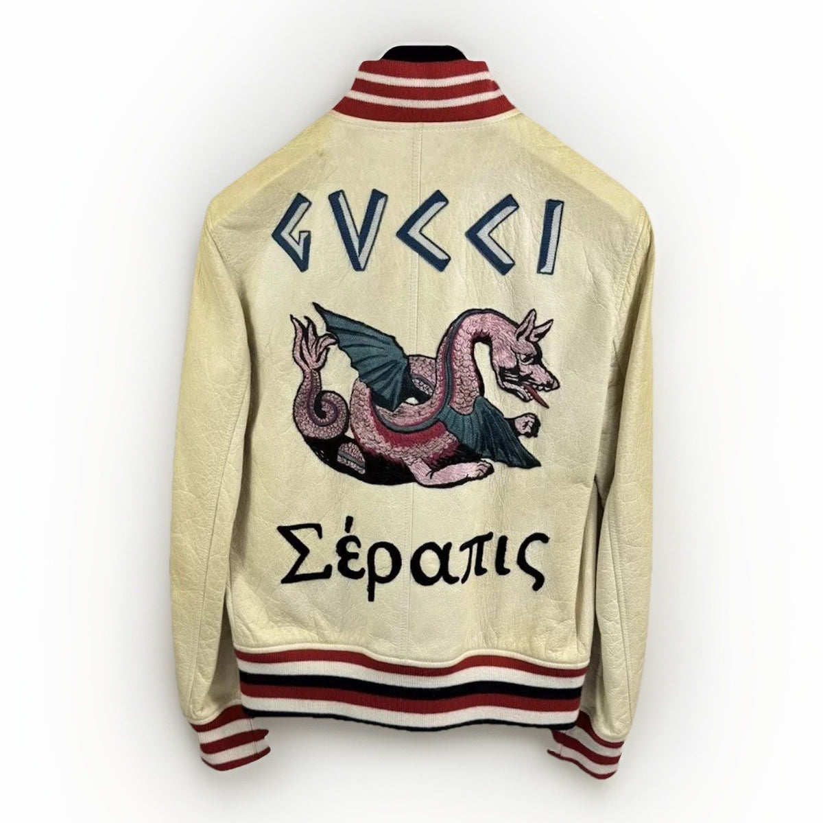 Gucci Deer Oil Distressed Leather Bomber Jacket, photo 1