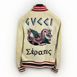 Gucci Deer Oil Distressed Leather Bomber Jacket, photo 1