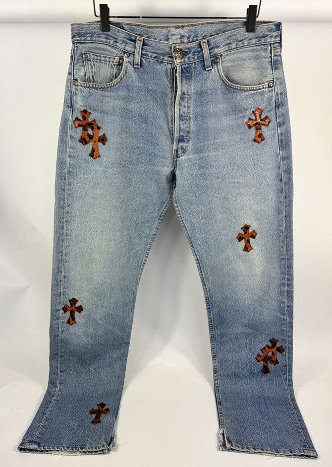 Chrome Hearts Leopard Cross Patch Denim Jeans, photo 5
