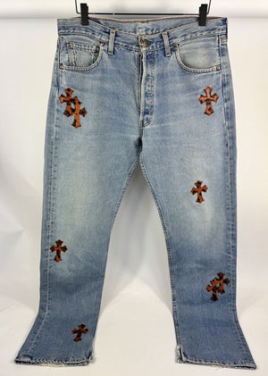 Chrome Hearts Leopard Cross Patch Denim Jeans، الصورة 5