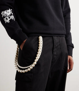 Simone Rocha Silver Tone Faux Pearl Bag Charm Strap, photo 6