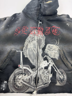 The Sekrit Saint Chopper Girl Paint-Splattered Distressed Hoodie، الصورة 5