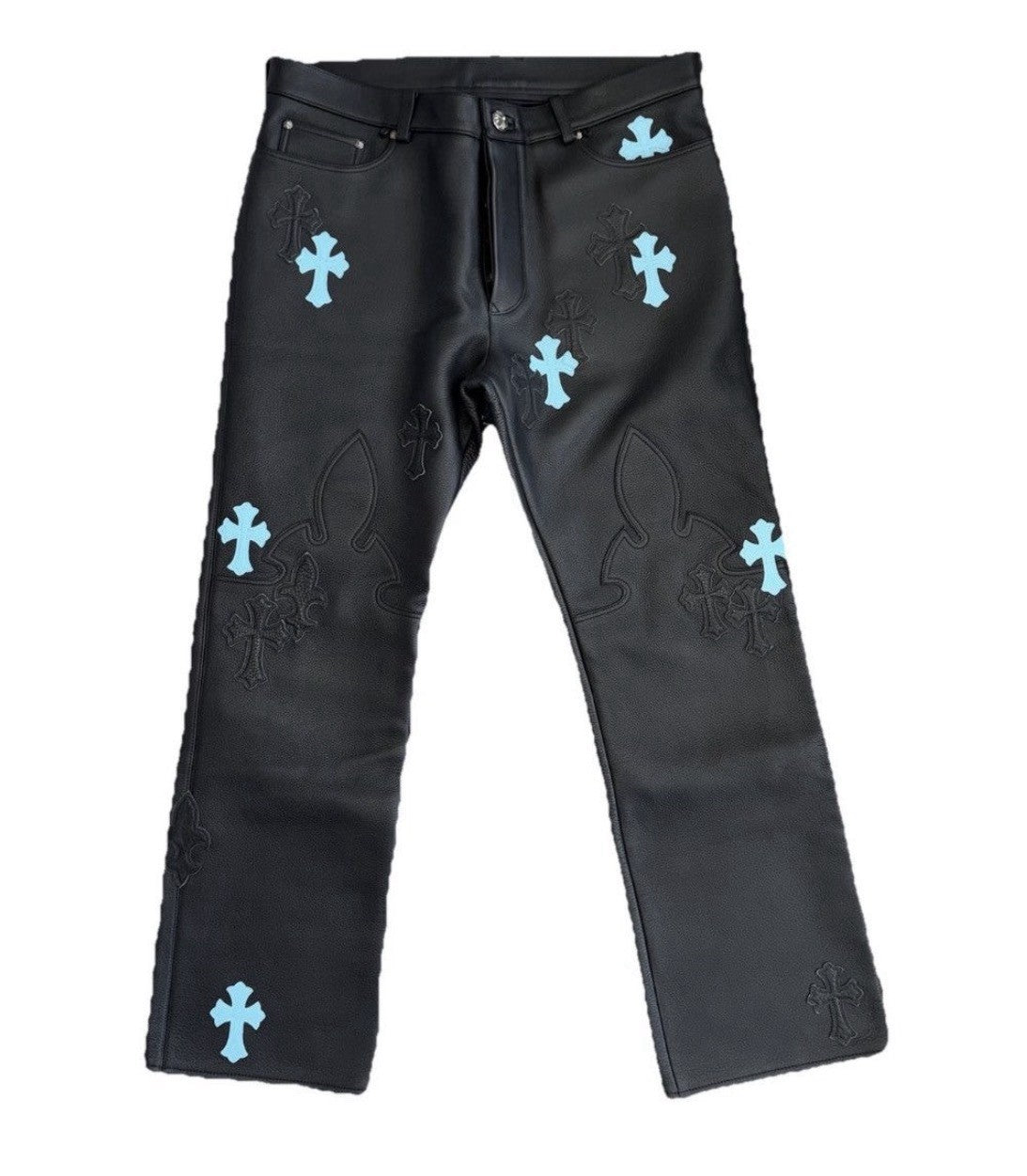 Chrome Hearts 1 of 1 Tiffany Cross Dagger Star Patch Leather Pants, photo 1