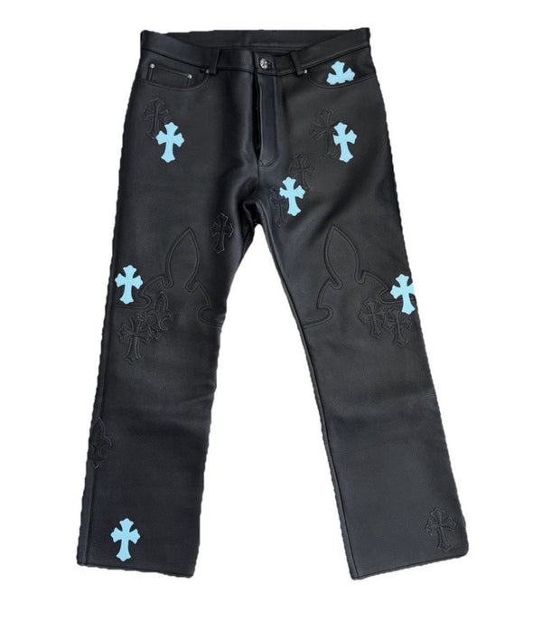 Chrome Hearts 1 of 1 Tiffany Cross Dagger Star Patch Leather Pants, photo 1