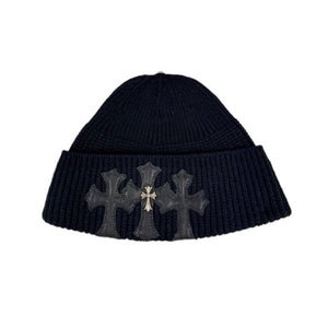 Chrome Hearts Leather Cross Patch With Cross Beanie، الصورة 1