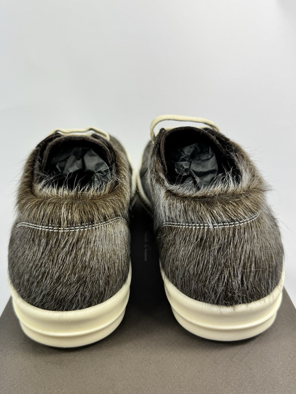 Rick Owens Vintage Suede Trimmed Calf Hair Trainers, photo 3