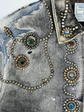 Proleta Re Art Embellished Leather Detail Handmade 1 of 1 Denim Jacket, photo 8