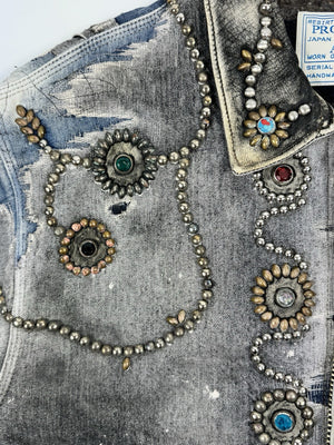 Proleta Re Art Embellished Leather Detail Handmade 1 of 1 Denim Jacket, photo 8
