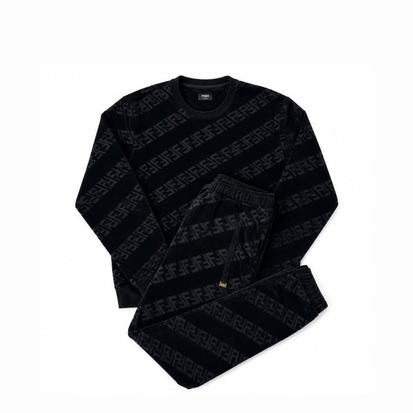 Fendi Logo Print Velvet Jumper & Joggers Set, photo 1