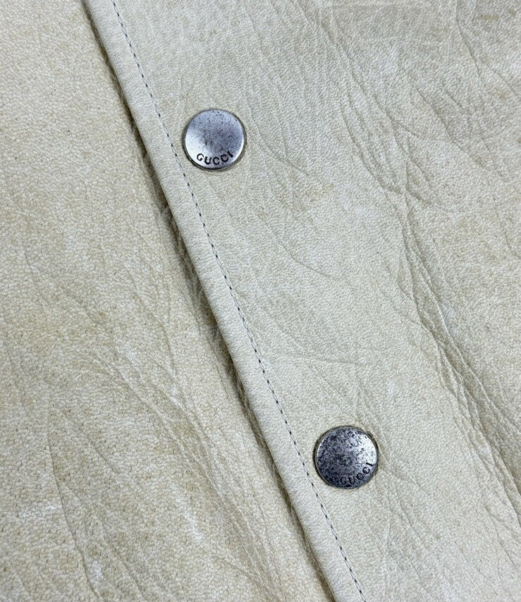 Gucci Deer Oil Distressed Leather Bomber Jacket, photo 4