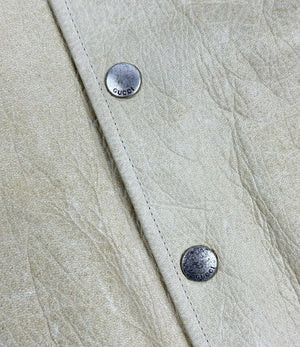 Gucci Deer Oil Distressed Leather Bomber Jacket, photo 4