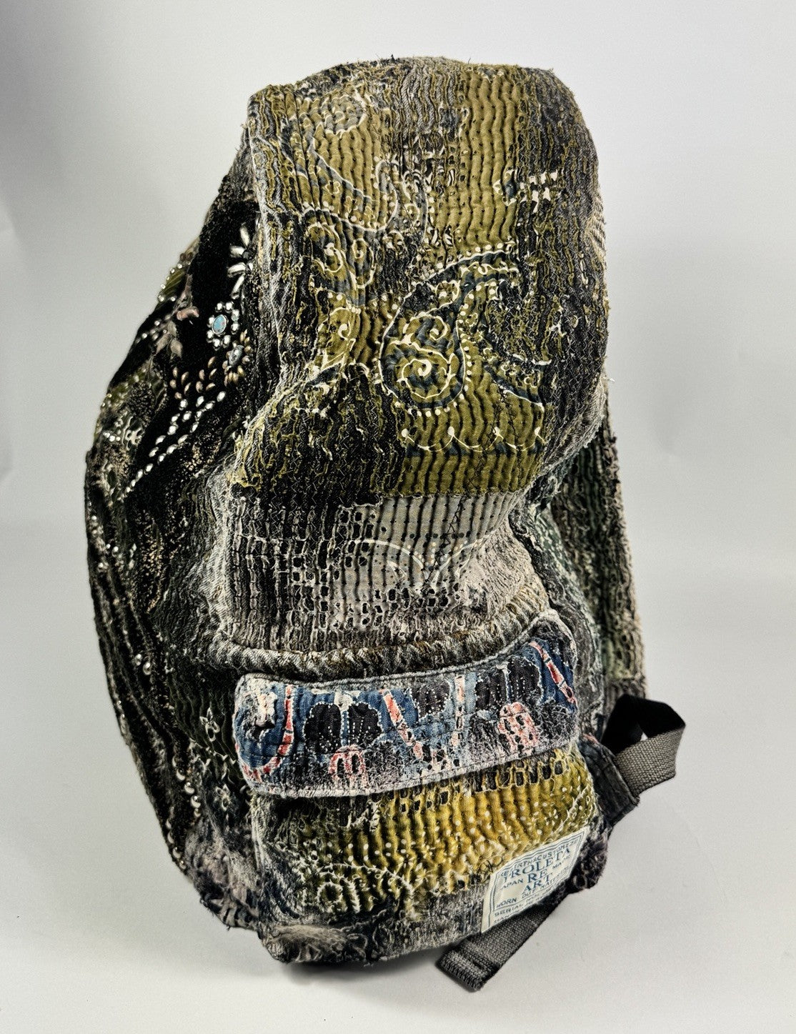 Proleta Re Art 1 of 1 Embellished Embroidered Cotton Large Backpack Bag, photo 9