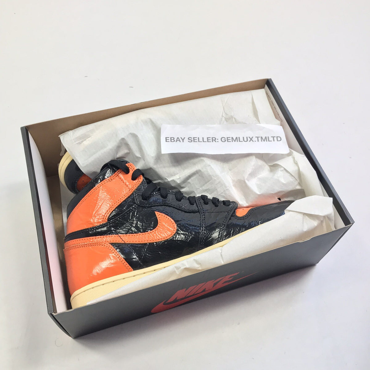 Nike Air Jordan 1 Retro High Black Orange Trainers, photo 8