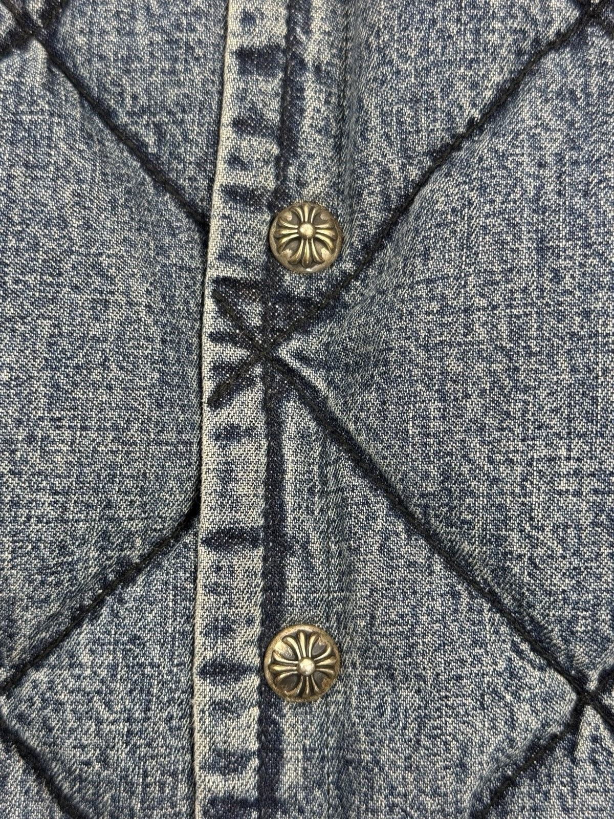 Chrome Hearts FW22 Garage Wash Denim Puffer Gilet with Silver Buttons, photo 8