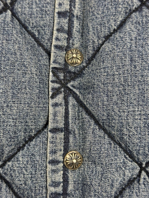 Chrome Hearts FW22 Garage Wash Denim Puffer Gilet with Silver Buttons، الصورة 8