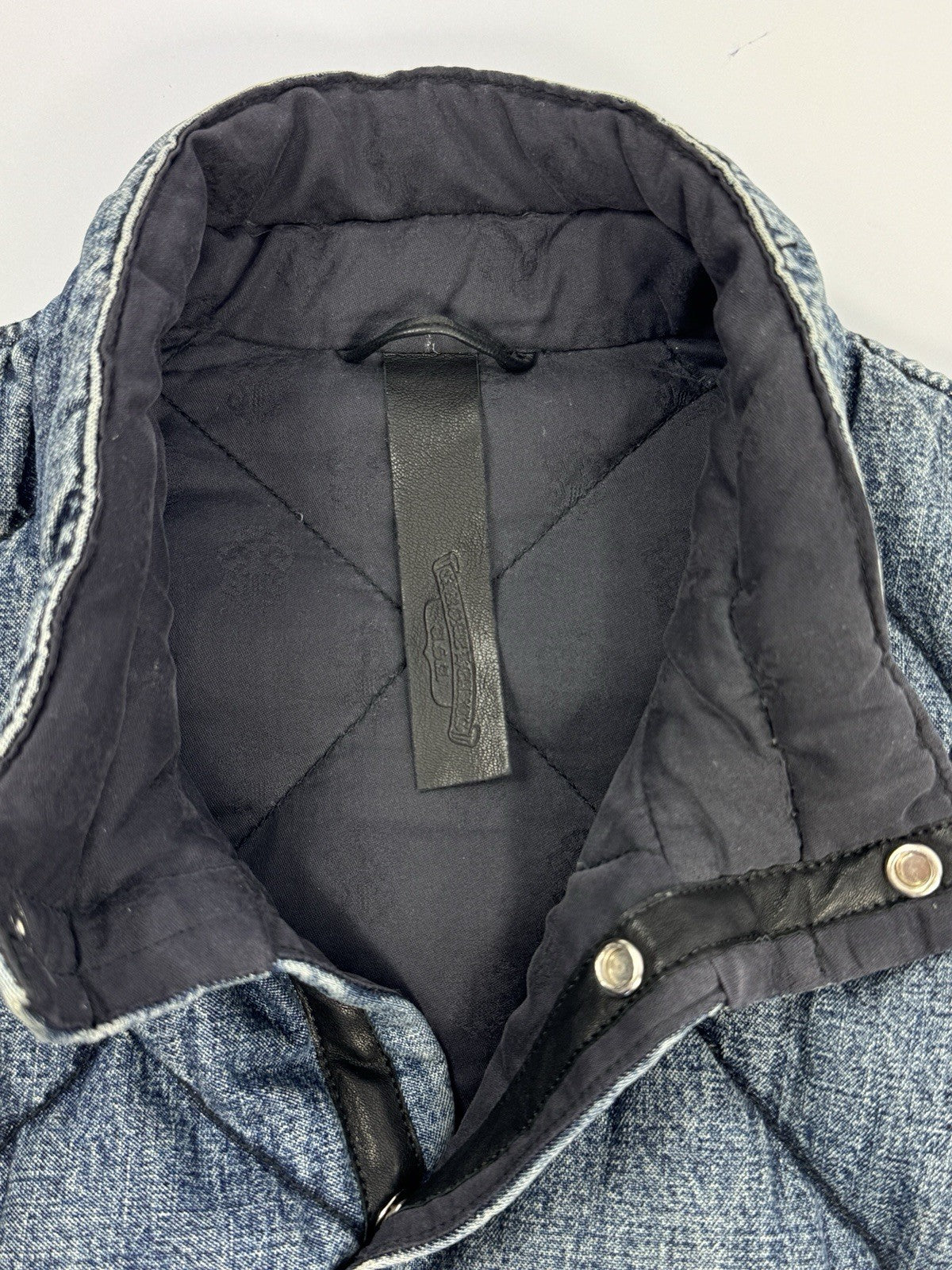 Chrome Hearts FW22 Garage Wash Denim Puffer Gilet with Silver Buttons, photo 9