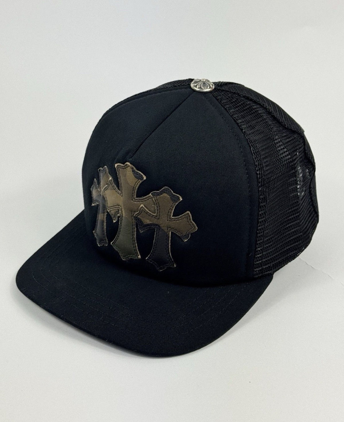 Chrome Hearts Leather Camo Cross Detailed Trucker Cap, photo 4
