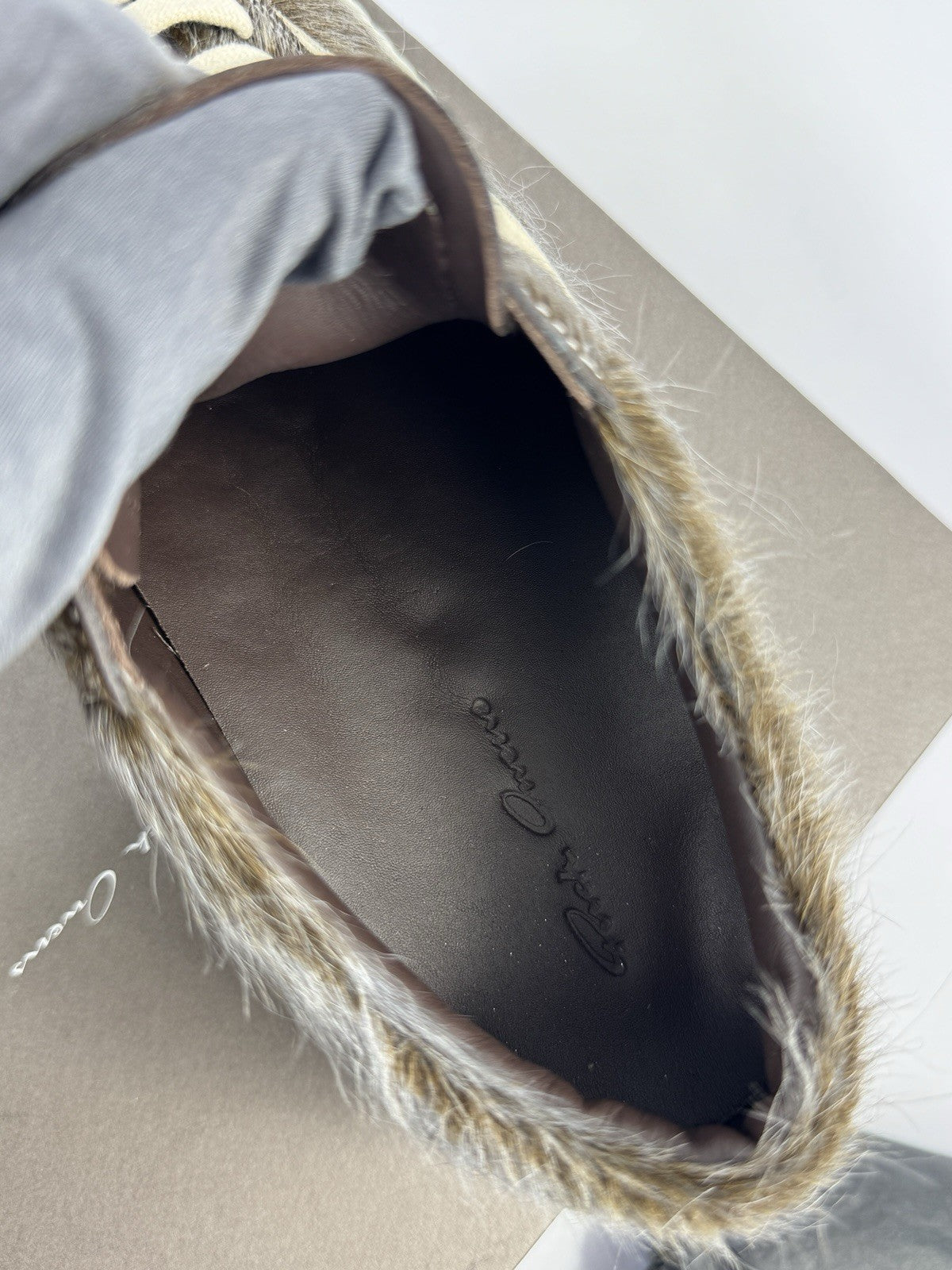 Rick Owens Vintage Suede Trimmed Calf Hair Trainers, photo 8