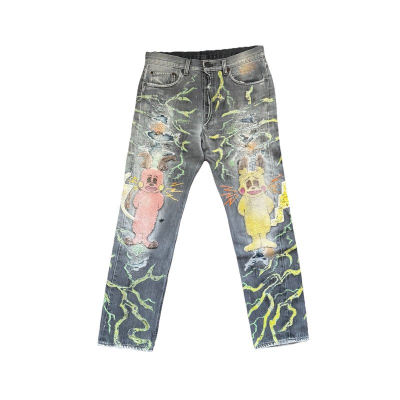 Proleta Re Art x Eri Meme Glitch Toon Pokemon Rydeen Handmade Jeans 1 of 1, photo 1