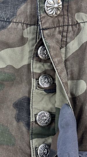Chrome Hearts Camouflage Single Black Cross Silver Button Detailed Shorts, photo 6