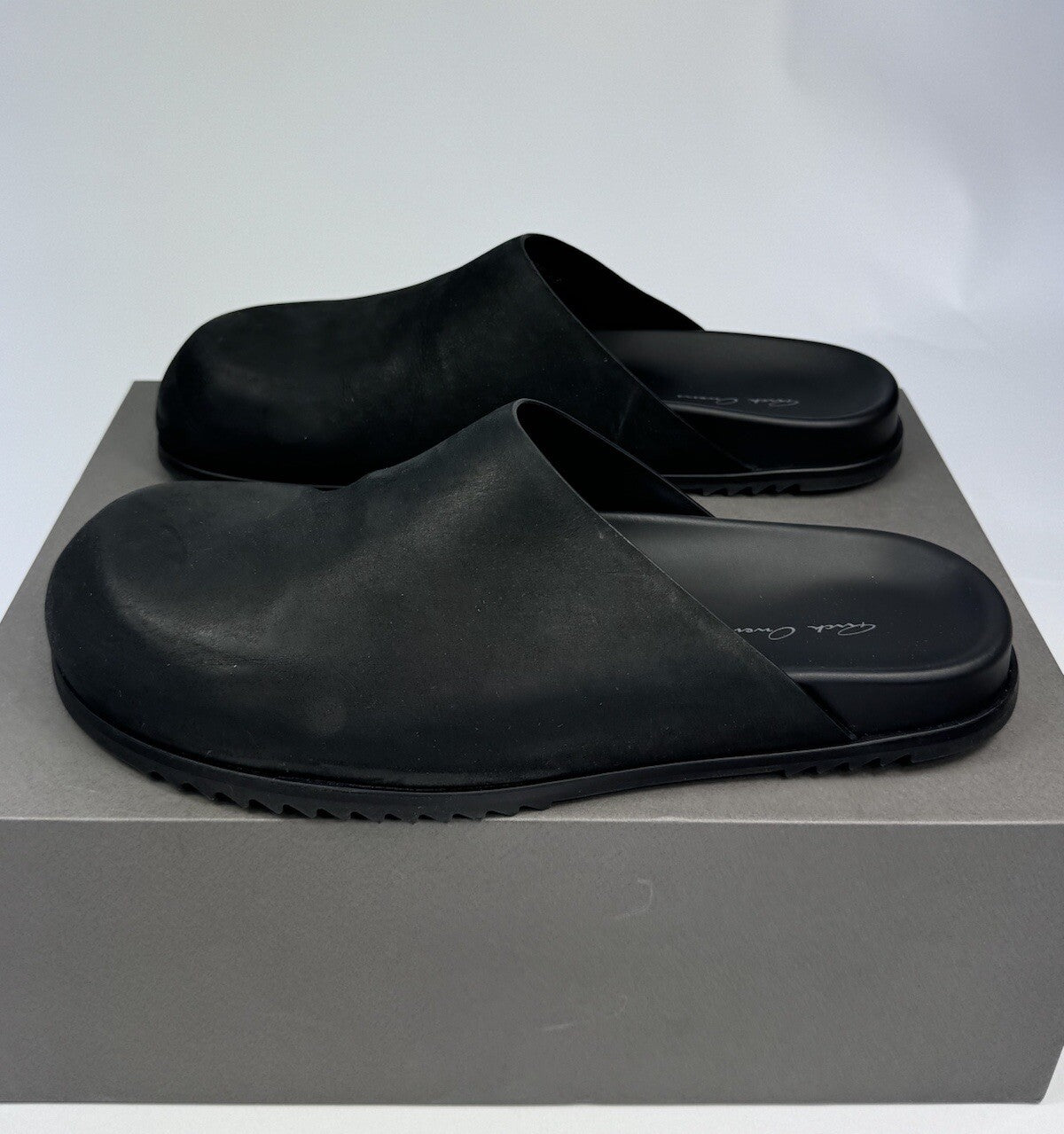 Rick Owens Black Leather Slip on Mules, photo 3