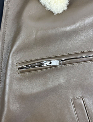 Bottega Veneta Soft Leather Jacket With Shearling Removable Collar، الصورة 12