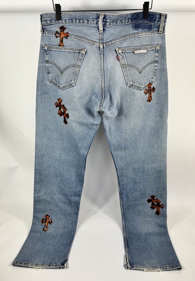 Chrome Hearts Leopard Cross Patch Denim Jeans, photo 6